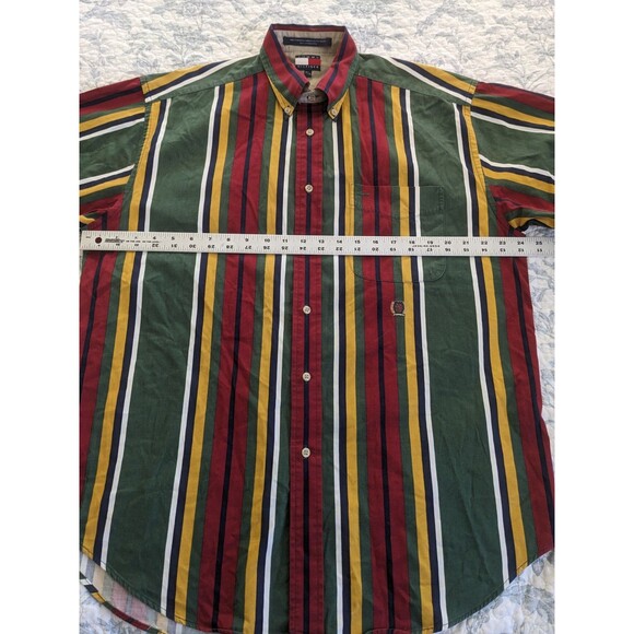Vtg Y2K 90s Tommy Hilfiger Short Sleeve Button Shirt Multicolor Retro Men’s SZ M - Picture 5 of 11